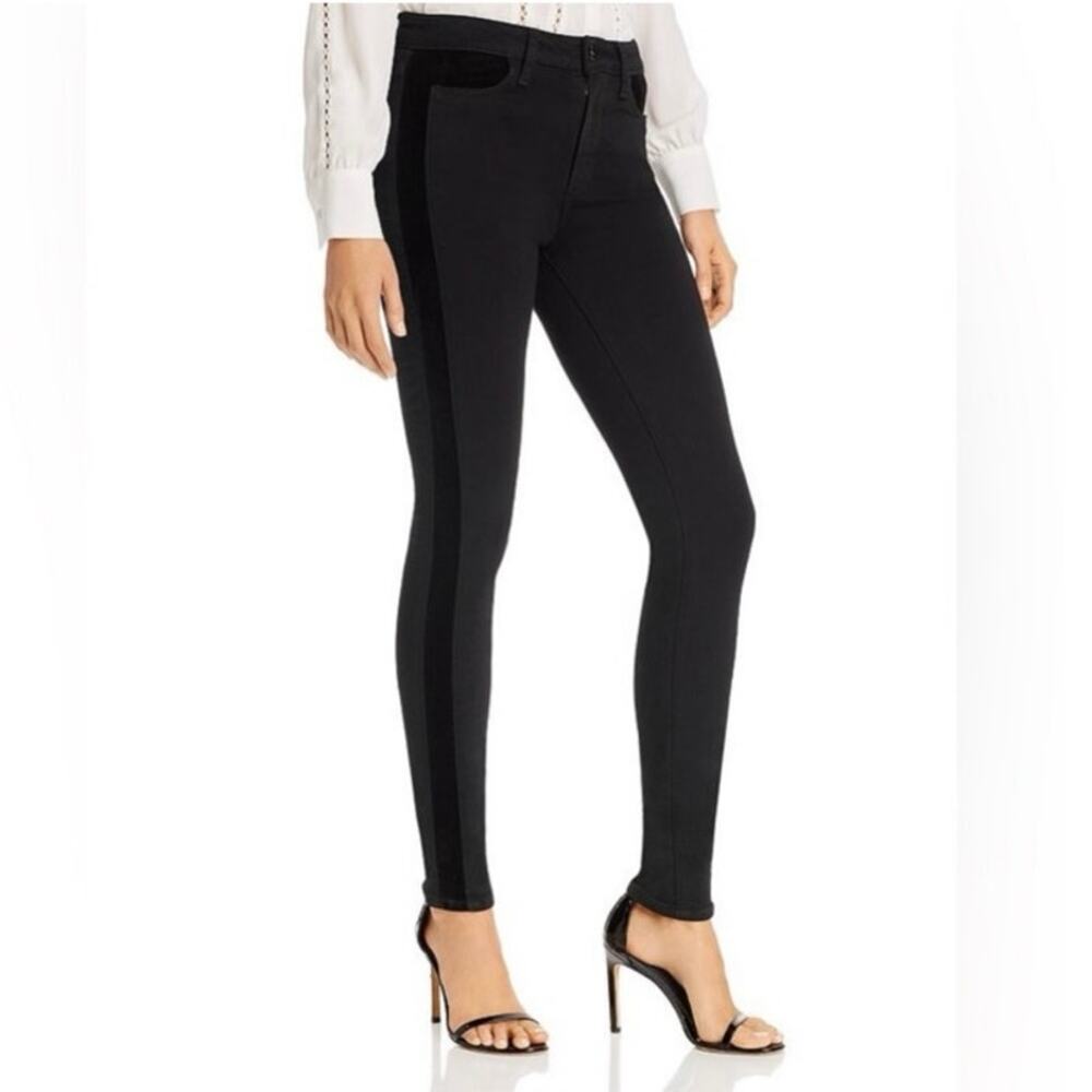 Paige Premium Hoxton Ultra Skinny Velvet Trimmed Jeans EUC